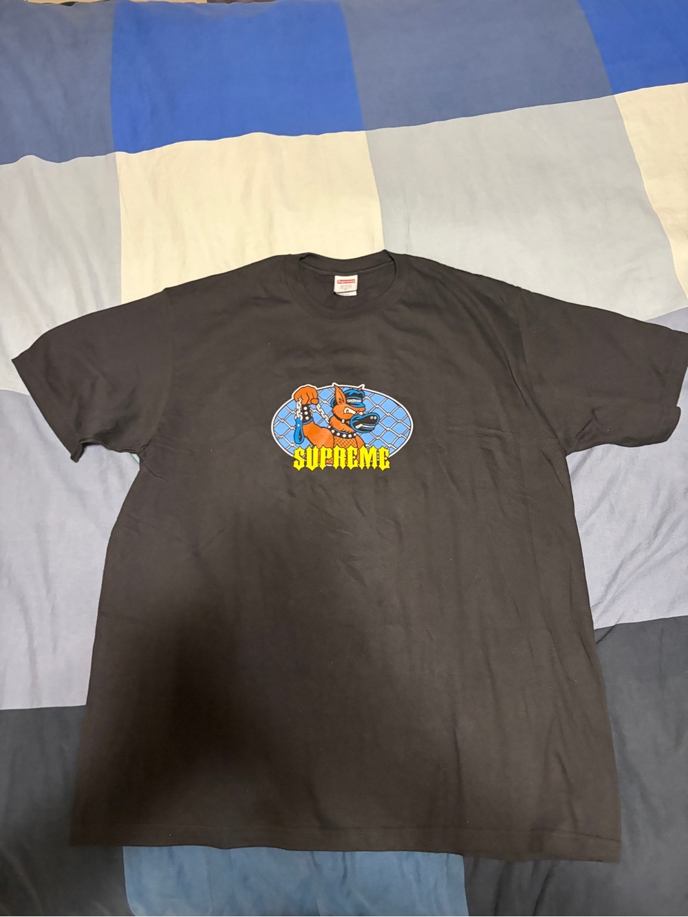 Supreme Black Graphic Tee with Orange Fox Logo